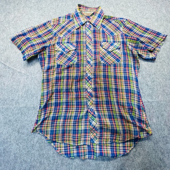 M & M Other - Vintage Sears Western Wear Shirt Men Medium Multi Plaid Pearl Snap Short Sleeve